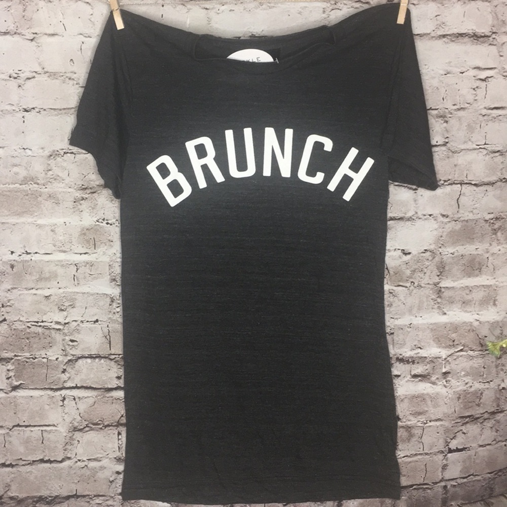 Grey heathered BRUNCH soft tee size small new